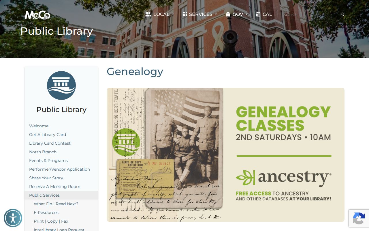 Montgomery County previous residents research at the CMCPL Genealogy Room