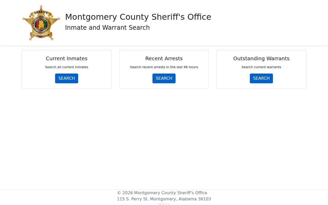 Montgomery County resident lookup reference for the Sheriff jail roster menu